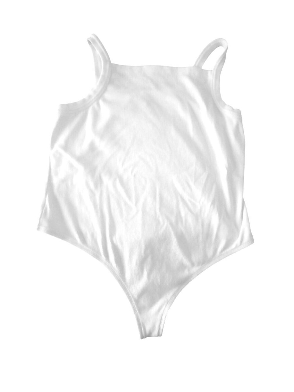 Pilcro Womens White Ribbed Tank Top Bodysuit Square Neck Snap Closure Size 2X - Picture 4 of 14